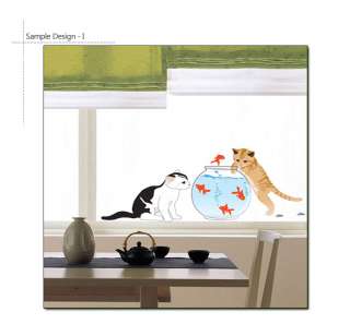 CAT & FISHBOWL WALL DECOR DECAL STICKER REMOVABLE VINYL  