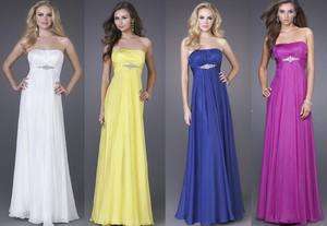 Stock Four Color Full length Evening Bridesmaid Prom Dress Gown 6 8 10 
