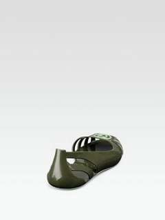GUCCI MAROLA Rubber Flat Jelly Sandals Flip Flops Military Shoes GG 