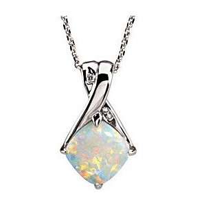  Magnificent Opal & Diamond Gemstone Gold Pendant set in 14 