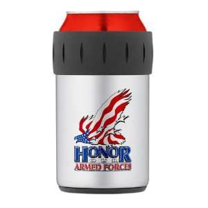 Thermos Can Cooler Koozie Honor Our Armed Forces US American Flag and 