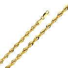 14K Solid Yellow Gold 4mm Fancy Rope Hollow Chain Necklace   20 Inches 