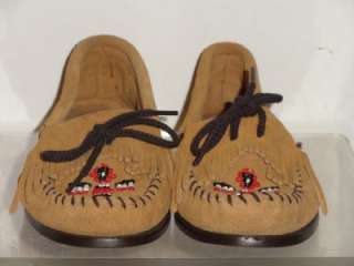 Minnetonka Moccasins Thunderbird Women Brown Suede Flats Shoe Shoes 