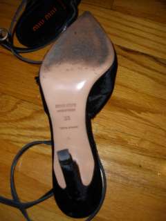 miu miu / prada velvet shoes pumps stilettos heels 38 strap flower 