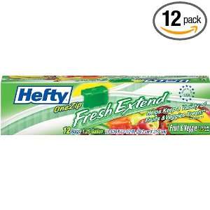 Hefty OneZip Fresh Extend, 12 count Boxes (Pack of 12)