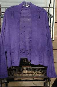 JILL Purple Shawl Front Cardigan Sweater Acrylic/Nylon Sz XS Free 