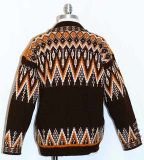 NORWAY ~ WOOL Designer BROWN Winter Jacket SWEATER 10 M  