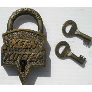  Solid Brass Keen Kutter Padlock Lock with 2 Keys 