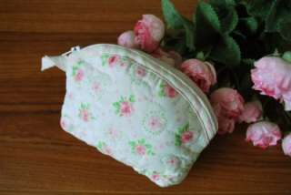 Pretty Chic Rose Cotton Quilted Purse / Makeup Bag (A)  