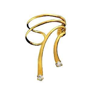  Right Only Gold Vermeil Cubic Zirconia Short Wave Ear Cuff 