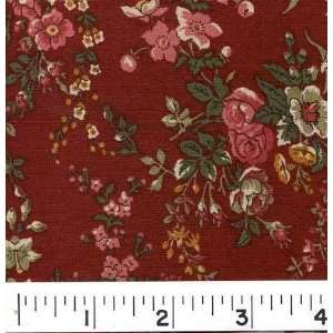   Wide ROSE GARDEN BURGUNDY Fabric By The Yard Arts, Crafts & Sewing