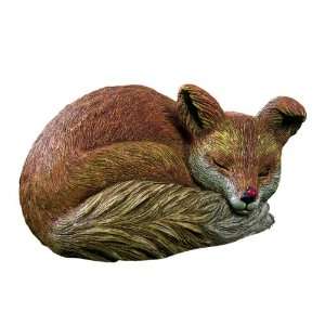  Sleeping Fox with Ladybug Hide a Key Figurine Patio, Lawn & Garden