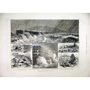   Storm Dover Pier 1881 Wreckage Quay Lord Warden Print