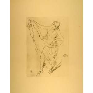  1914 Whistler Draped Model Dancing Dancer Lithograph 