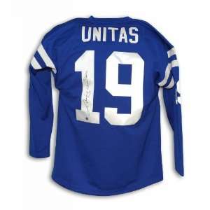 Johnny Unitas Autographed Baltimore Colts Blue Authentic Mitchell 
