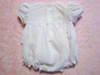 FLORAL EMBROIDERED PREEMIE SMOCKED BUBBLE W/FAGOTING  