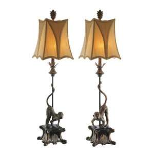 Monkey Table Lamp with Shade LT & RT (Pair)