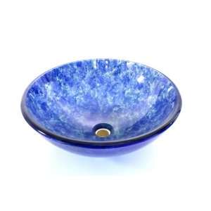  Round Double Layer Bathroom Glass Vessel Sink ~Blue 