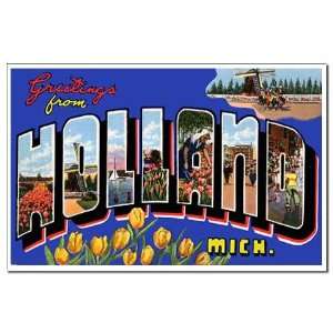  Holland Michigan Greetings Vintage Mini Poster Print by 