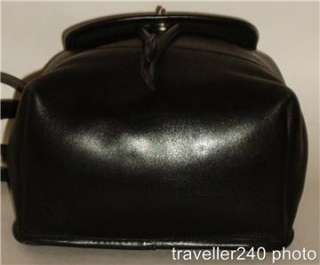COACH Drawstring Backpack Bag Black Leather Shoulder Daypack Bookbag 