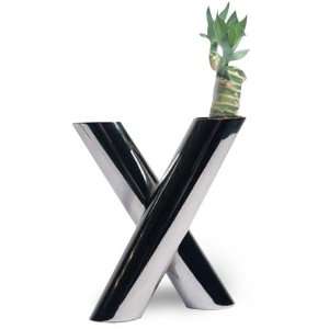    modern and contemporary double x metal vases