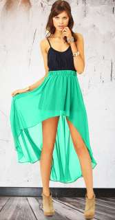 Asymetrical chiffon maxi skirt trendy summer colors NEW collection 