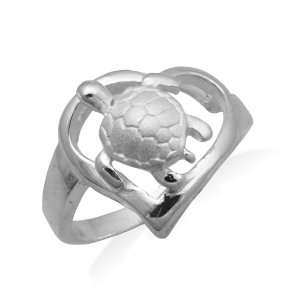   Hawaiian Turtle Honu Heart Ring, Size 9 Honolulu Jewelry Company