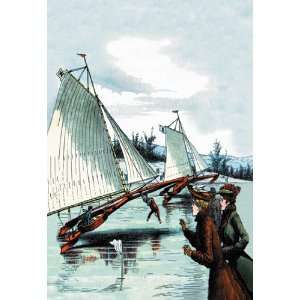  Ice Sailing Mishap 12X18 Canvas