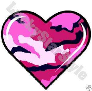 Nail Decals Art Set of 20   Pink Camouflage Camo Heart  