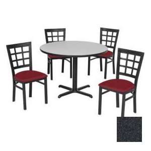   Pane Back Chair Set, Graphite Nebula Laminate Table/Red Vinyl Chair