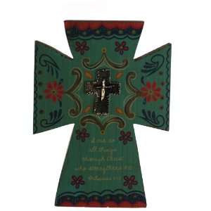Light Blue Decorative Cross   I Can Do All Things   Hanging Wall 