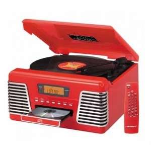 CROSLEY Red Autorama Record Player with CD and AM FM Radio Speakers 