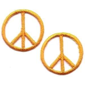 BUY 1 GET 1 OF SAME FREE/Peace Sign, Two Orange 1 Iron On Embroidered 