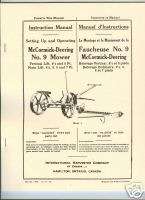 McCormick Deering No 9 Mower Manual English   French International 