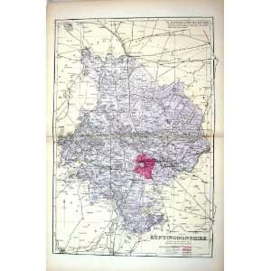  Map 1883 Huntingdonshire England Huntingdon Ramsey