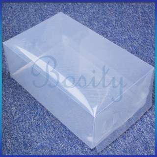 Transparent Foldable Plastic Shoe Box f Men Boot Shoe Organizer Case 