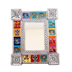  Traditional Mexican Day of the Dead Tin Mirror, 13 x 11 