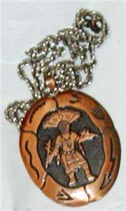 Bell Jewelry Company Solid Copper Necklace Kachina Indian Man  
