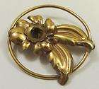 Vintage Signed COURTLY 1/20 12K GF Gold Circle Flower w/ Rhinestone 