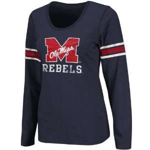  Mississippi Rebels Ladies Mako Long Sleeve T Shirt   Navy 