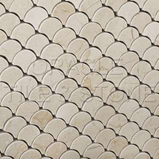 Crema Marfil Marble Polished Fan Mosaic Tile Mesh  