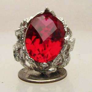 New Man Made Ruby Checher Board Cut 18x13mm Solid Sterling Silver 