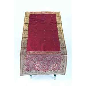  Maroon sari Table Runner Rectangle Custom made