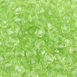  Czech Fire Polished Glass 4mm Lime Green Beads (100)