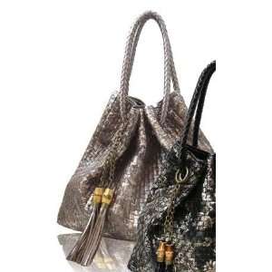   Synthetic Large Handbag with Tossel and Snap Closure