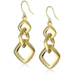   New York Modern Sea Gold Interlinked Square Drop Earrings Jewelry