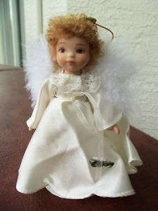 Cute Sweet Petite Porcelain Angel Doll Feathers NICE  