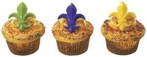 12  Multi Colored Fleur De Lis Cupcake Picks party boy scouts favors 