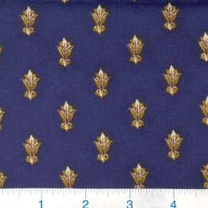  45 Wide Marcus Mansion Leaf Medallions Navy Fabric By 