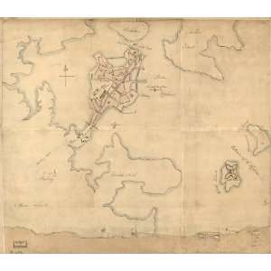  1776 map of Fortification, Massachusetts, Boston